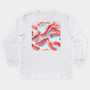 Watercolor bacon pattern Kids Long Sleeve T-Shirt